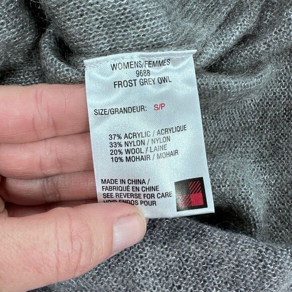 Woolrich winking owl print frost grey wool crew neck sweater S - Picture 10 of 11